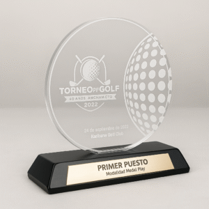 placa acrilico madera circular